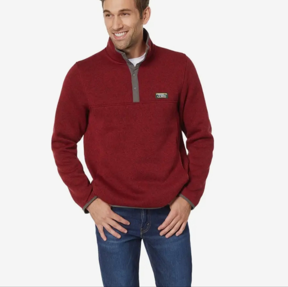 L.L. Bean Mountain Red Sweater Fleece Pullover Sz Large